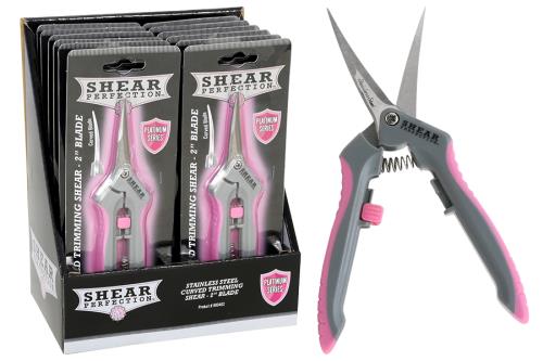 Shear Perfection Pink Platinum Stainless Trimming Shear - 2 in Curved Blades (12/Cs)